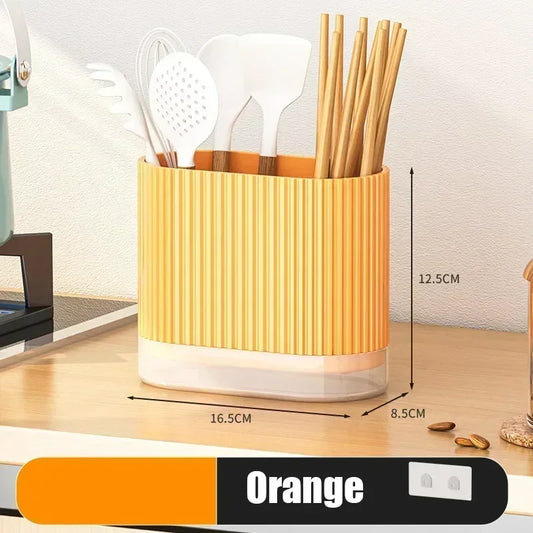 Household Kitchen Wall Mount Chopsticks Holder Drain Dry Utensil Organizer No Drill Kitchen Countertop Storage for Spoon Fork