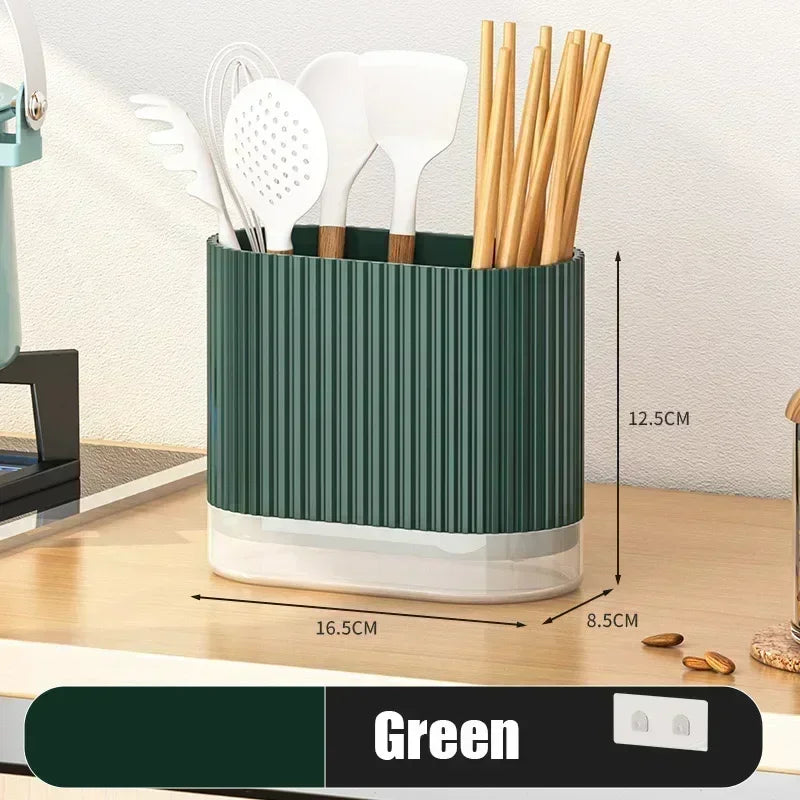 Household Kitchen Wall Mount Chopsticks Holder Drain Dry Utensil Organizer No Drill Kitchen Countertop Storage for Spoon Fork