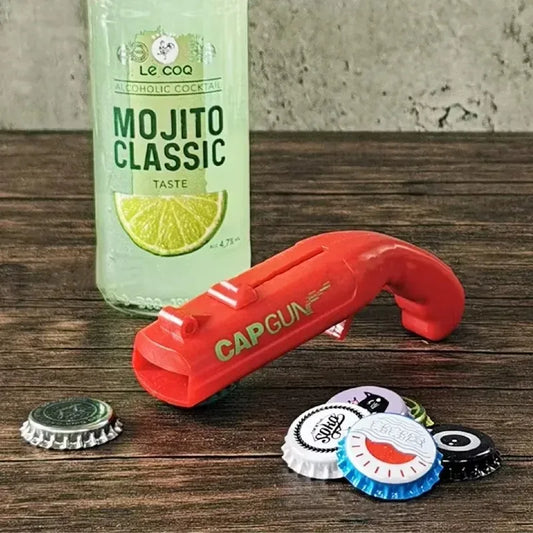 Portable Cap Gun Creative Flying Cap Launcher Beer Opener Bar Tools Beverage Opener Shaped Cap Opener Tool Kitchen Accessories