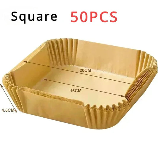 50/100/200Pcs Air Fryer Baking Paper Non-Stick Airfryer Baking Papers Round Air-Fryer Paper Liners Paper Kitchen Accessories