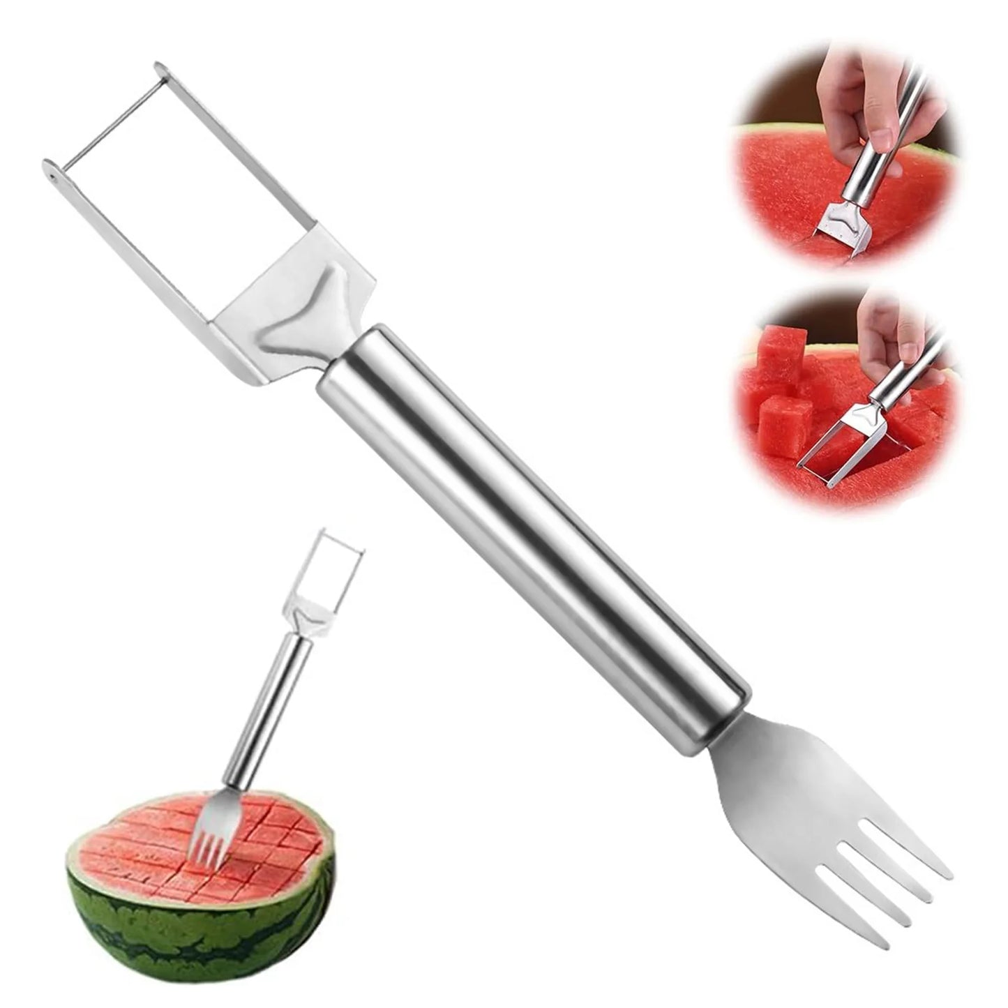 Stainless Steel Watermelon Cutting Tool Functional Watermelon Fork Slicer Slicing Tool for Melons Fruit Fork Kitchen Gadgets