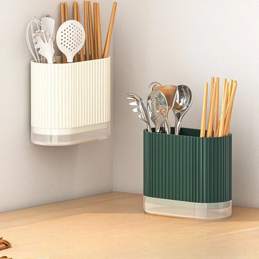 Household Kitchen Wall Mount Chopsticks Holder Drain Dry Utensil Organizer No Drill Kitchen Countertop Storage for Spoon Fork