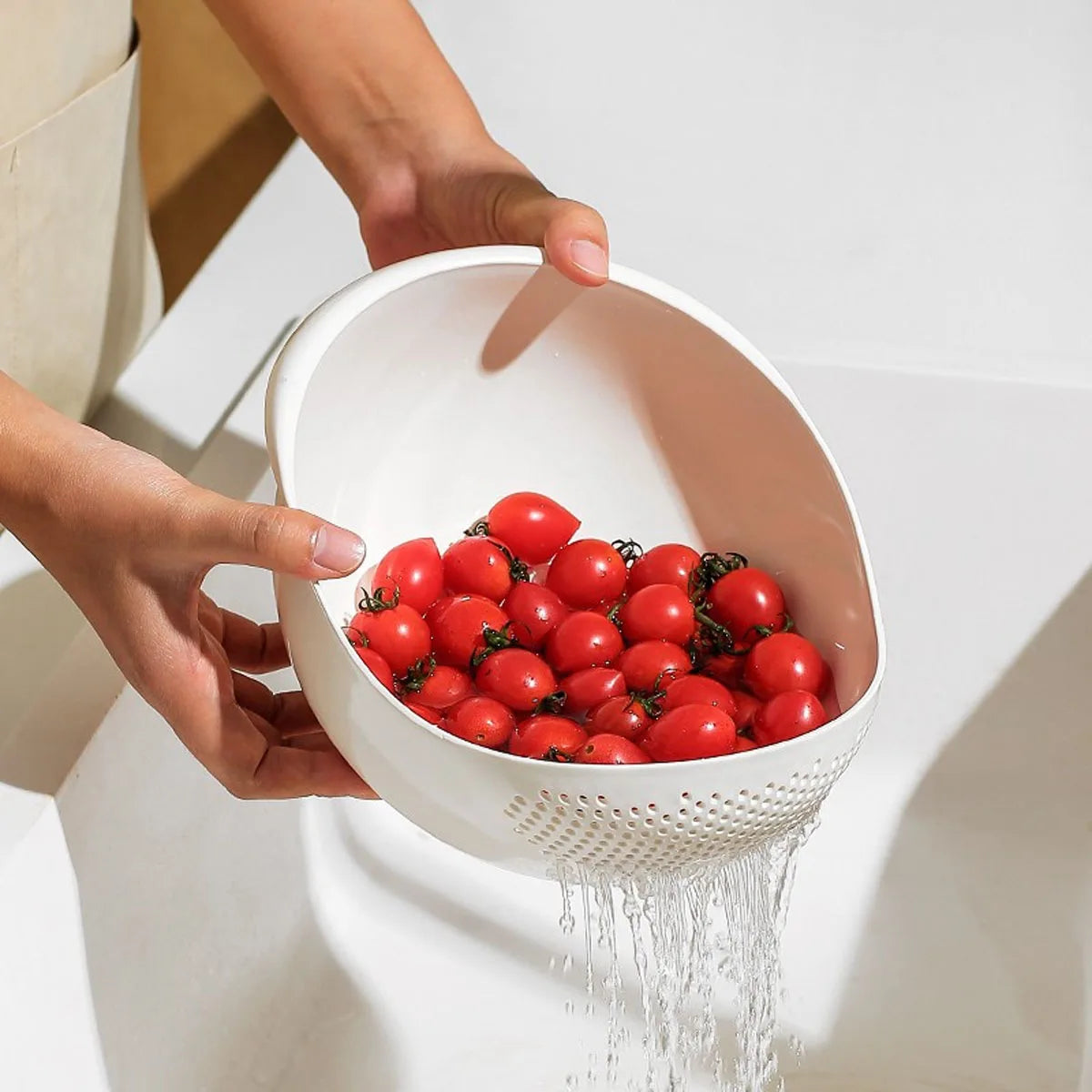 1/3pcs- Colander Rice Bowl Drain Basket Fruit Bowl Washing Drain Basket with Handle Washing Basket Home Kitchen Organizer