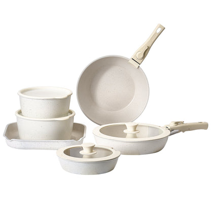 17 Piece Pots and Pans Set Nonstick, Detachable Handle Cookware, Space