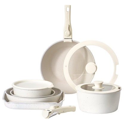 17 Piece Pots and Pans Set Nonstick, Detachable Handle Cookware, Space