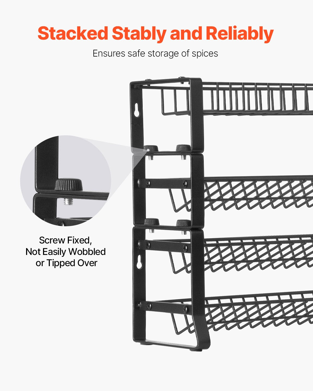 Detachable Spice Rack Organizer for Cabinet, 4 Tie Stackable Seasoning