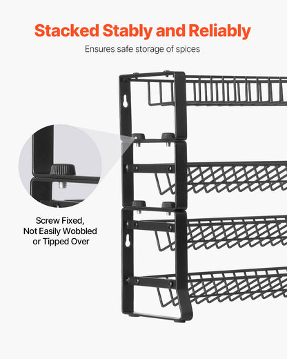 Detachable Spice Rack Organizer for Cabinet, 4 Tie Stackable Seasoning