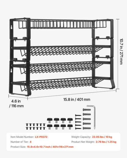Detachable Spice Rack Organizer for Cabinet, 4 Tie Stackable Seasoning