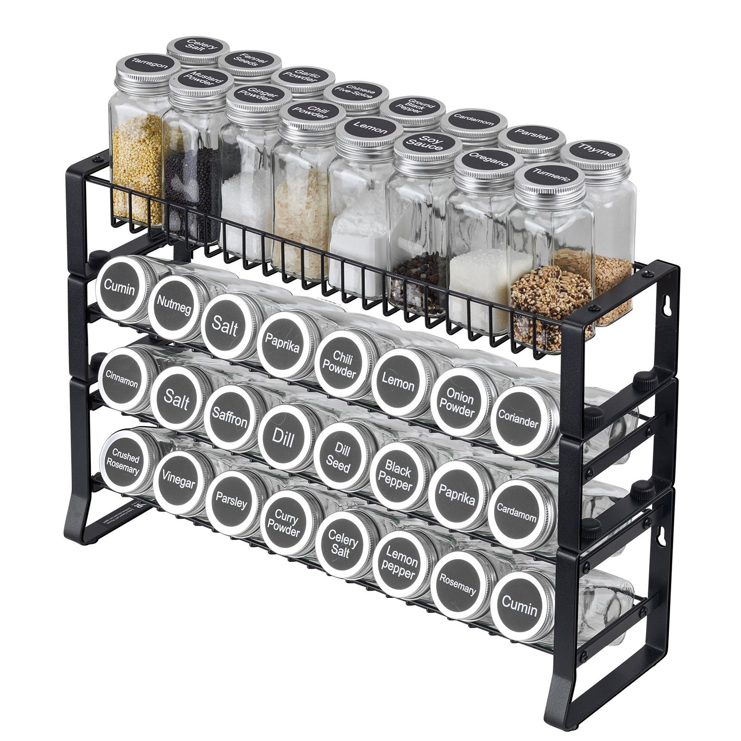 Detachable Spice Rack Organizer for Cabinet, 4 Tie Stackable Seasoning
